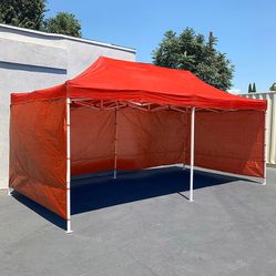 $240 (New in Box) Heavy-duty black 10x20 ft canopy with (4 sidewalls) ez pop up outdoor party tent w/ carry bag
