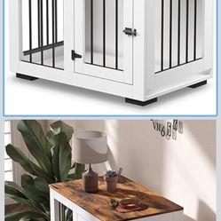 White Dog Crate Furniture for Medium Dogs - Decorative