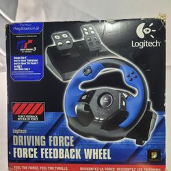 Logitech Driving Force Feedback Wheel, Pedals & Power Supply cib PS2/PS3 tested
