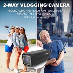 REXING A1 Two Way 2.7K Action Camera Front & Back 1080p@30fps w/WiFi/Wide Angle/Wrist Remote Control/Waterproof Extreme Sports Camcorder for Motorcycl