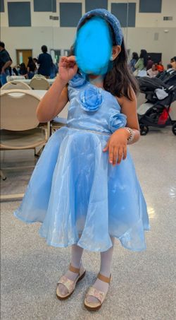 4-6 year old girls blue birthday party dress frock