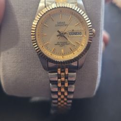 Sarah Conventry Watch Womens  Two-Tone Gold Date Dial 