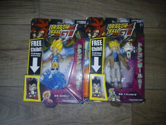 DBZ GT Dragon Ball GT Vintage Jakks Pacific SS Goku And SS Trunks Figures New In Box
