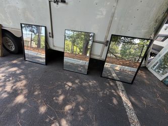 Set of 3 Black Framed Wall Mirrors
