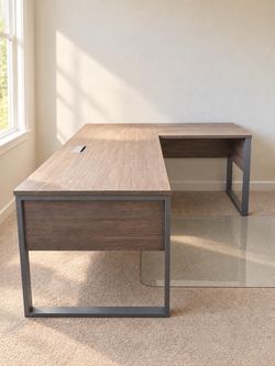 L-Shaped Office Desk with Metal Frame