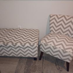 Chevron Accent Chair W/ Matching Storage Bench 