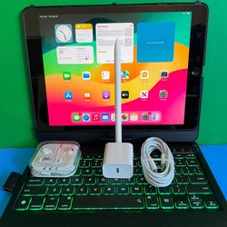 Apple IPad 9th Generation (10.2” Retina /Touch ID /IOS 18/ 2021 Model) 64GB with Pen, Keyboard  & Accessories 