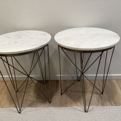 2 Marble And Gold Side Tables