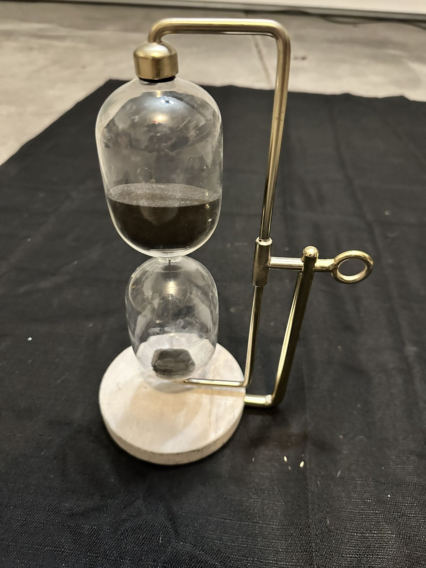 Daystar Hourglass Glass & Black Sand Swivel Timer Marble Base