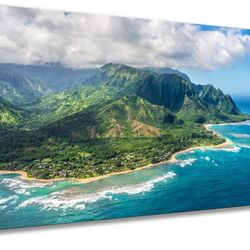 Large Wall Art Aerial View on Napali Coast of Kauai island USA Hawaii Landscape Prints Picture Modern Home Decor Framed for Living Room Ready to Hang 
