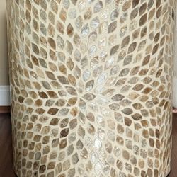 Heavy Mosaic Inlay Accent Table – Boho/Modern Drum Style