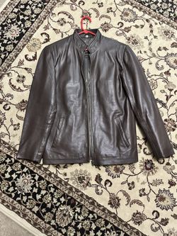 Men’s Medium Leather Jacket In Black And Brown 