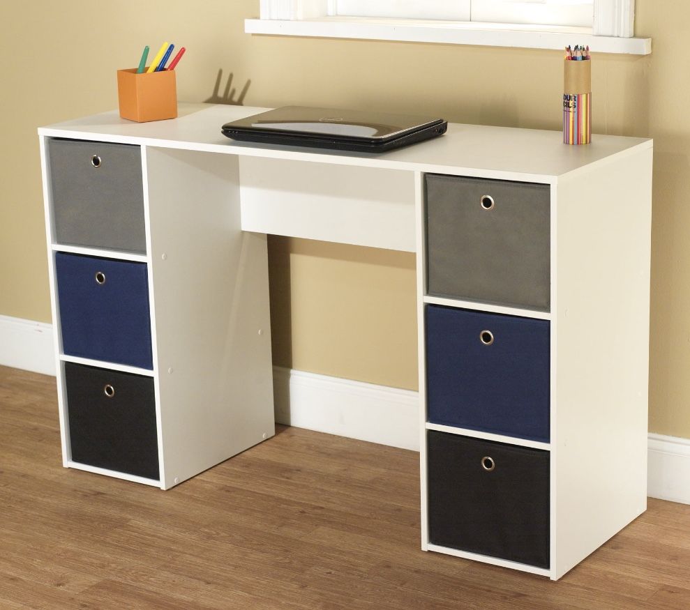 Student Writing Desk with 6 Fabric Bins - Brand New In The Box