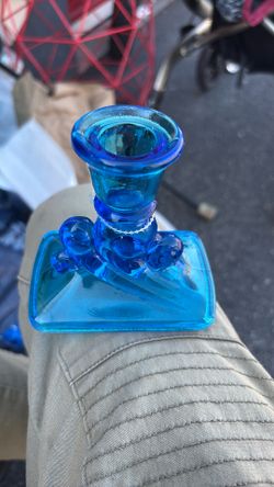 Kanawha Glass Azure Blue No.850 4 1/4" Candlestick