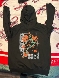 Large Black Japanese Cherry Blossom Graphic Hoodie