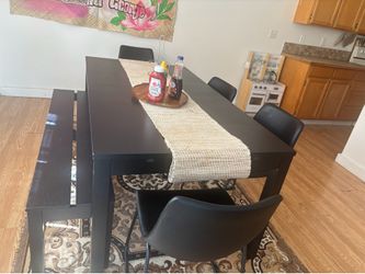 Black table and bench