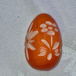 Orange Etched Wood Easter Egg 
