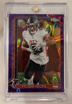 2025 Topps Chrome Football Bijan Robinson #16 Purple Lava Refractor Falcons /75