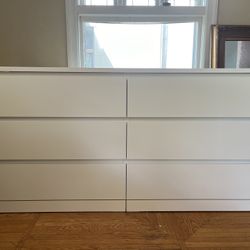 IKEA  White MALM 6 Drawer Dresser