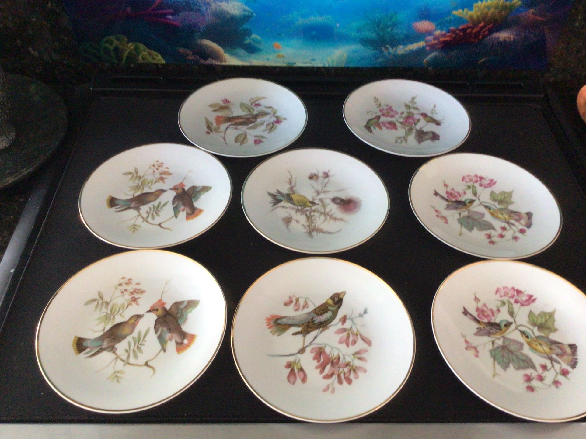 VTG Bavaria Debra Porcelain Bird Plates With Gold Trim #4248 056