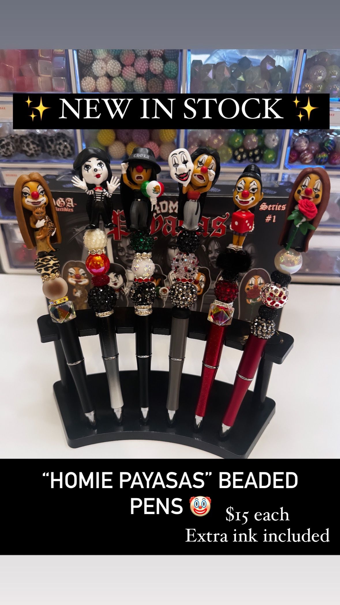 Handmade Beaded Homie Clown Pens