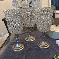 Three Large Crystal Vases