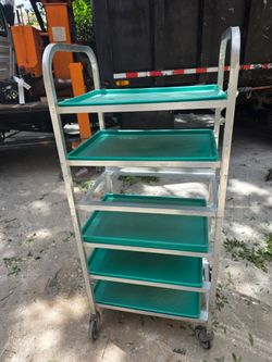 Commercial Aluminum Mobile FIFO Can Rack / Kitchen Storage Cart - Pompano Beach