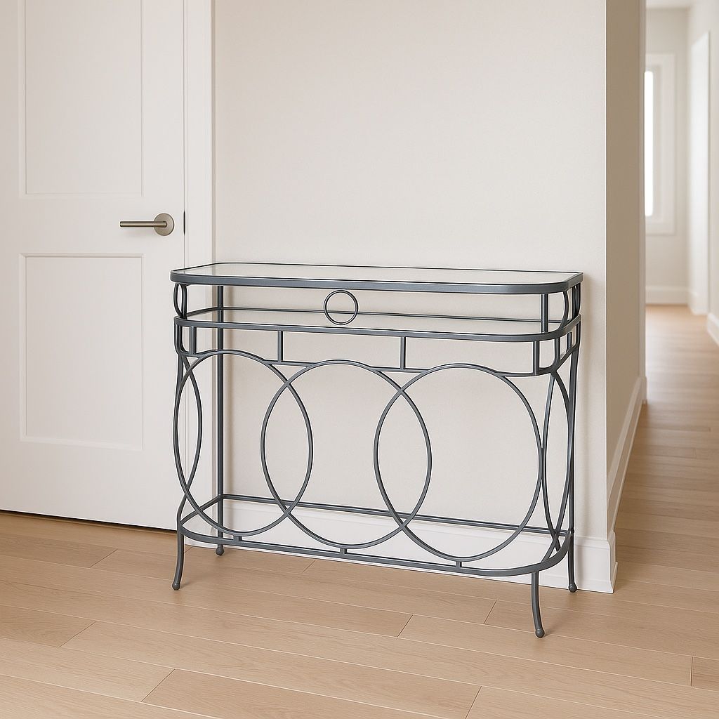 metal table with mirror on the top