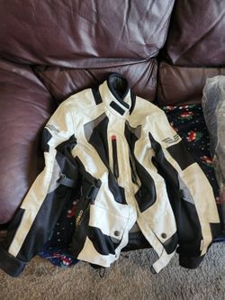 Olympia Motorcycle Riding Jacket, Men's Size L, White & Black (Used - In Good Condition)