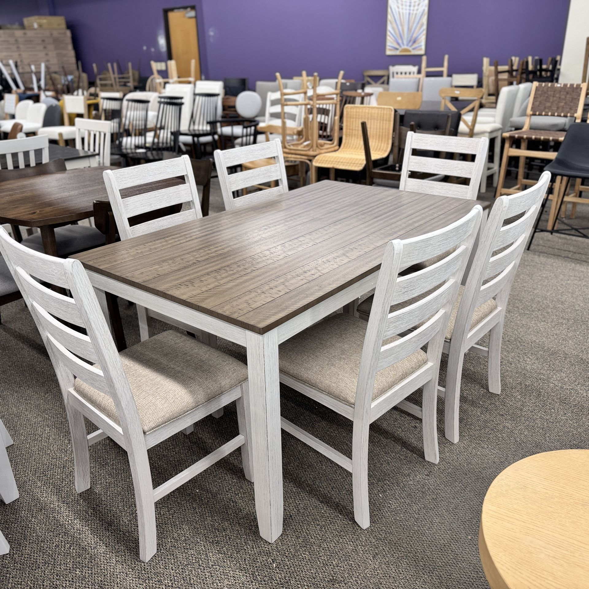 7pc Kitchen Dining Set (Table + 6 Chairs)