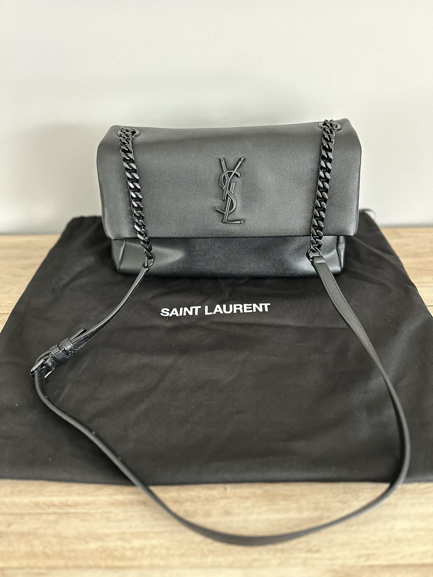Saint Laurent YSL Black Chain Emblem Purse 