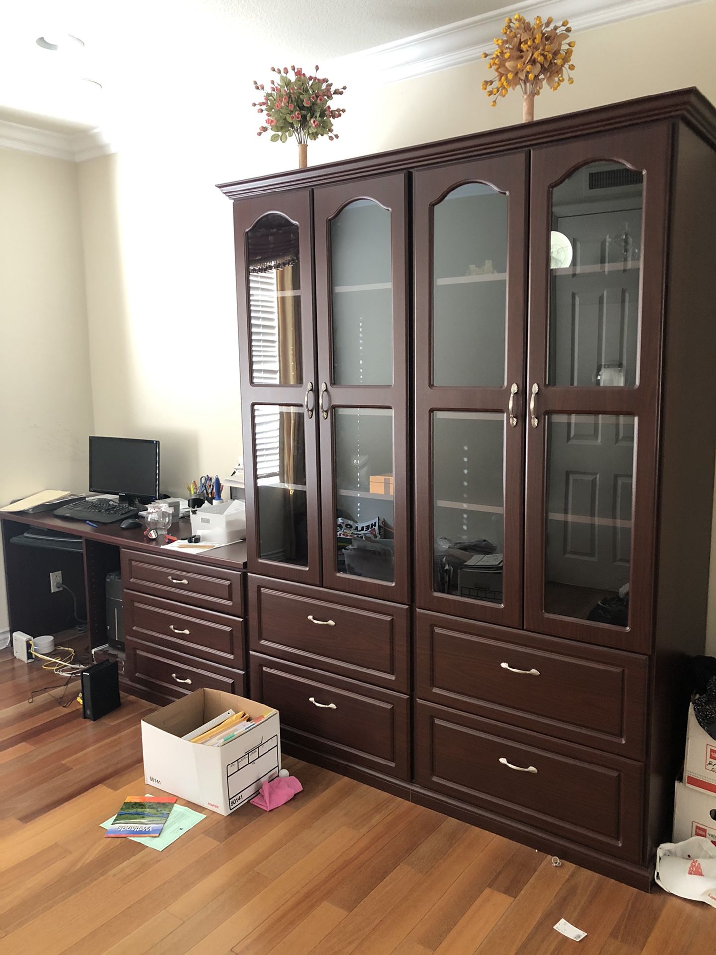 Desk and Cabinet built-in look! Free! Must pick up today!