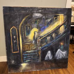 HAUNTED STAIRCASE ACRYLIC CANVAS ART 4 Ft X 4 Ft