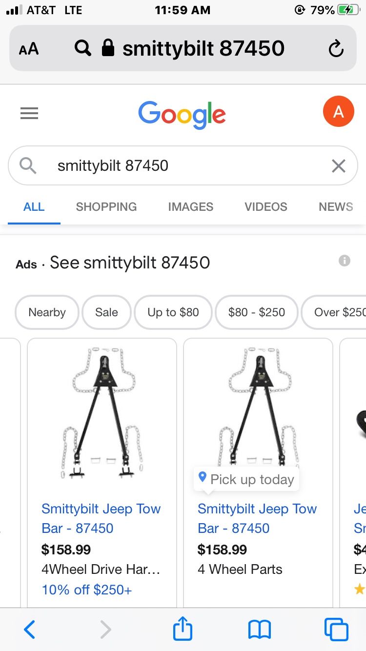 Smittybilt Jeep tow bar 87450