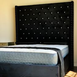 Brand New Black Queen Size 6foot Tall Bed Frame With New Mattress Set/Fast Delivery