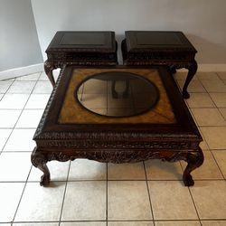 Beautiful Wood Coffee Table & Two End Tables 