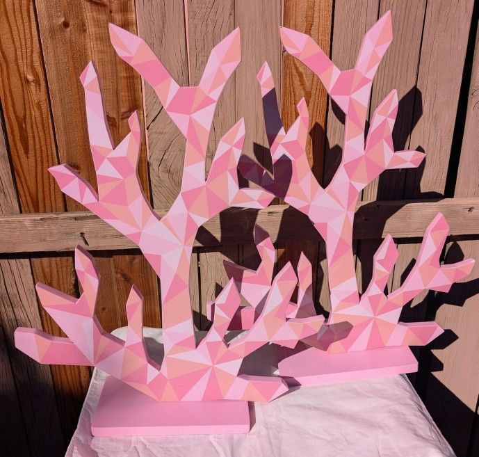 Pink Coral Jewelry/Hat/Stocking Tree & Display Stand ~ 25" Height ~ 20" Width