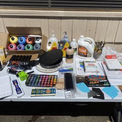 Large Acrylic Paint Lot And Other Mixed Art Supplies