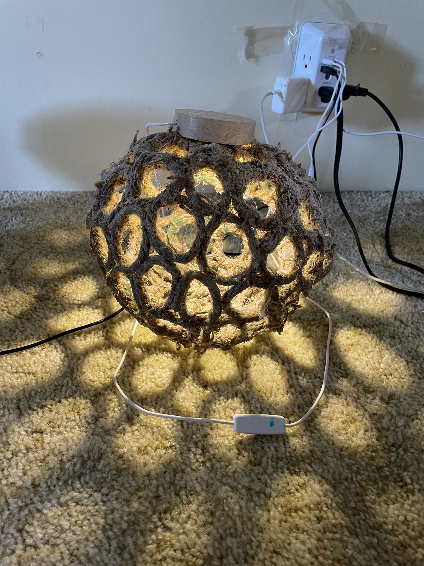 Handmade Circle Twine Ball On Light- USB Powered