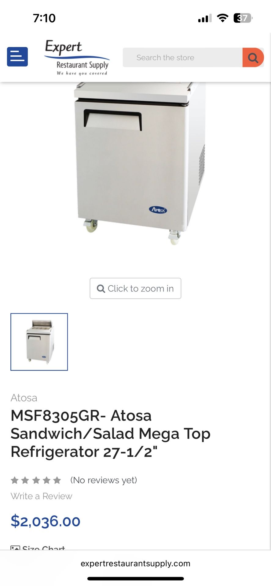 Atosa 27'' Mega top Sandwich Prep. Table