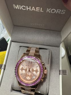 New Mk Watch Pink Crystals