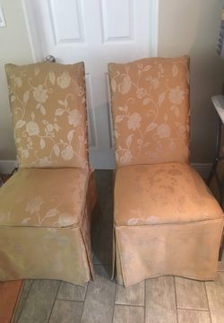 For dining room chairs have some scratches on them from my cat but they are still good I have spent $100 for each one