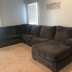 Charcoal Grey Sectional Sofa Couch 
