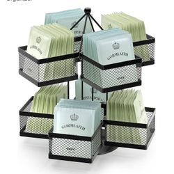 Tea Bag Organizer Carousel (2-Tier, Rotating) – New in Box