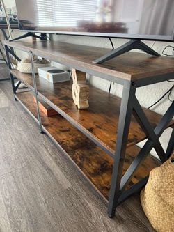 TV Stand for TVs Up to 70 Inches, Entertainment Center with 3-Tier Wooden Storage Shelves TV Console for Living Room, Rustic Brown