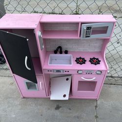 Pink play kitchen