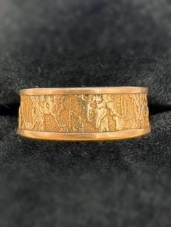 Jewelry 18k Rose Gold Organic Texture Band Ring 7mm Size 8.75