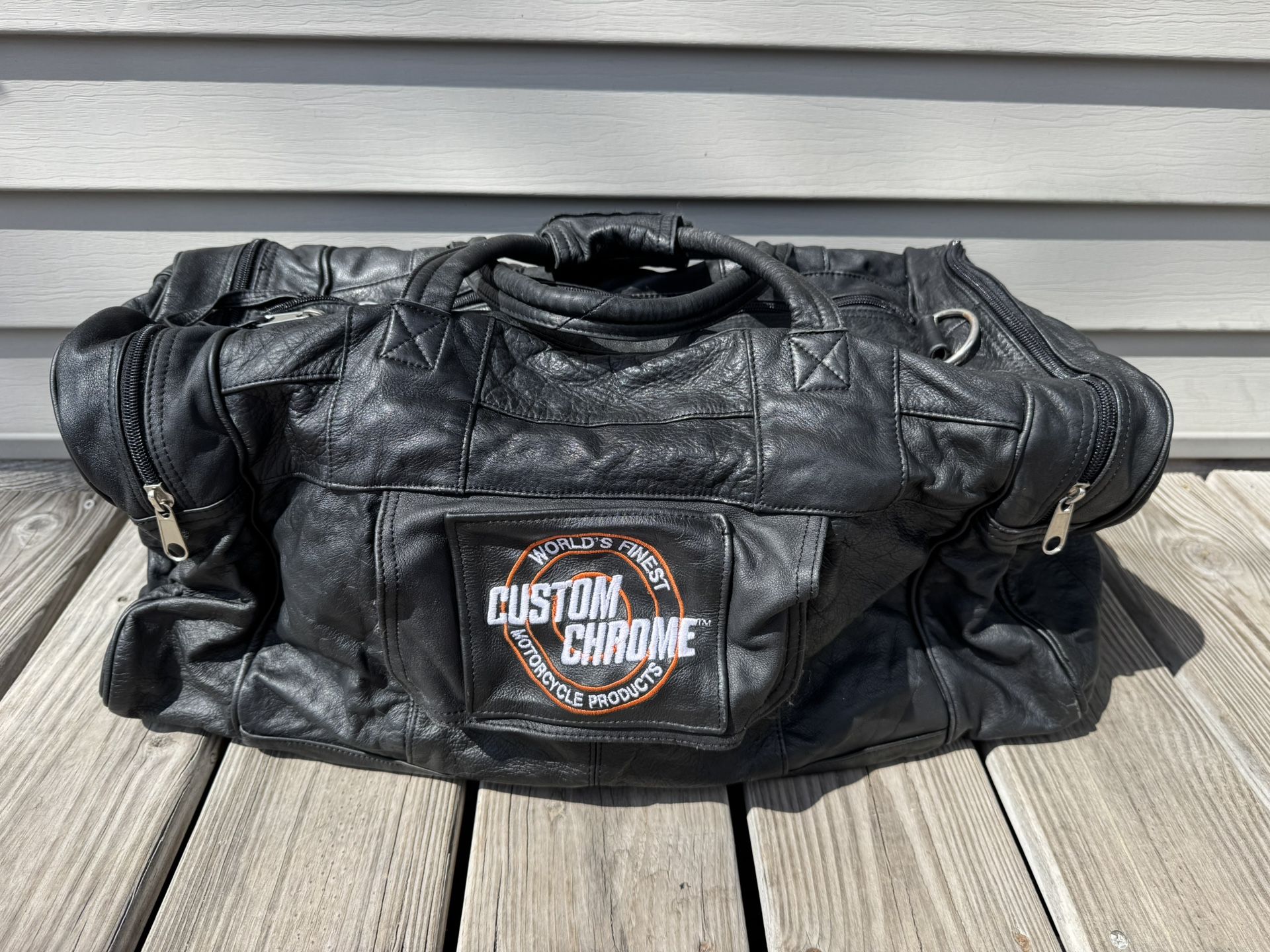 Custom Chrome Motorcycle Travel Duffel Bag Black