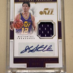 2015 National Treasures John Stockton Patch Auto /85 #MTS-JS Game Worn Utah Jazz