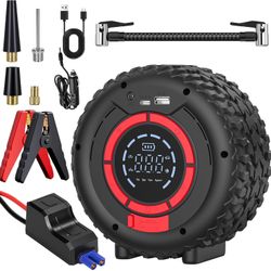 1500A Jump Starter with Air Compressor, 150PSI Portable 12V Jump Box 